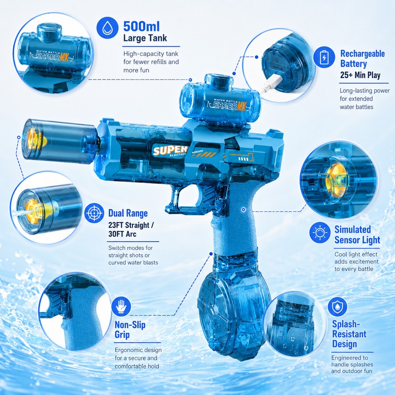 Electric Water Gun for Outdoor Play – Rechargeable Automatic Water