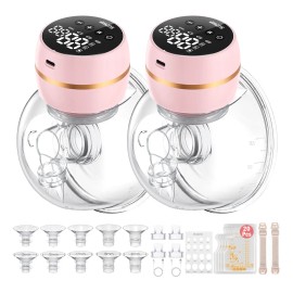 2pcs Extractor De Saca Leche Eléctrico Portátil Manos Libres, SUZWIP Kit Saca Leche Perfecto 3 Modos, 12 Niveles, Silenciar, Batería De Mayor Duración, Pantalla Led, Brida De 13, 15, 17, 19 Y 24 Mm