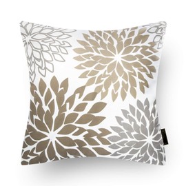 Modern Homes 100% Cotton Coffee Brown Floral Decorative Throw Pillow Covers/Cushion Covers (16" x 16", Coffee)