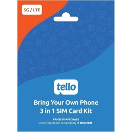 Tello Mobile - Bring Your Own Phone - 3 in 1 GSM SIM Card Kit *NEW*