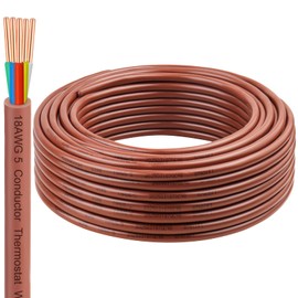 18AWG Thermostat Wire 18/5 Solid Copper – 5 Conductor Low Voltage HVAC Cable for Thermostats, Alarm Systems, Doorbells, Multi-Color, 75FT