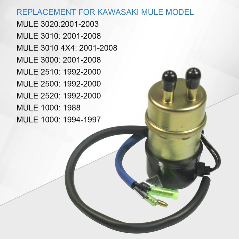 Electric Fuel Pump 12v (8mm In/Outlet) Compatible with Kawasaki Mule