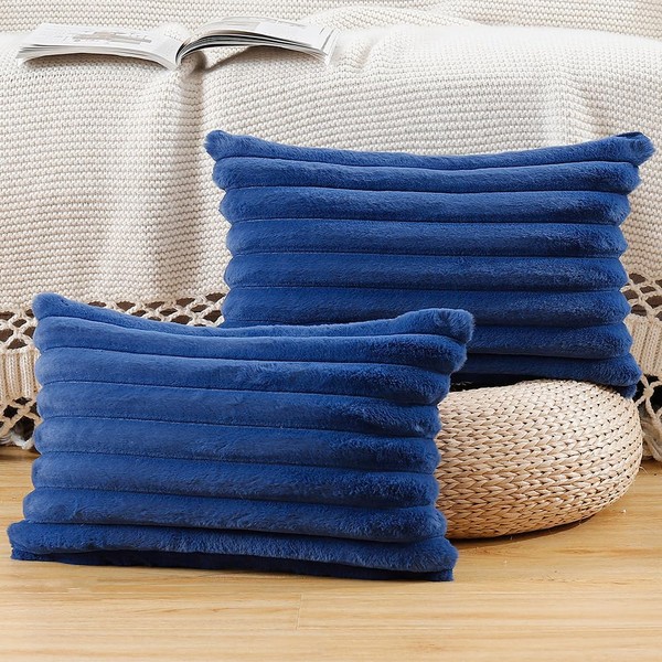 Madizz Set of 2 Faux Fur Plush Decorative Throw Pillow