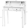 Byroce Small Writing Desk with Removable Hutch, 2-Tier Vanity Table