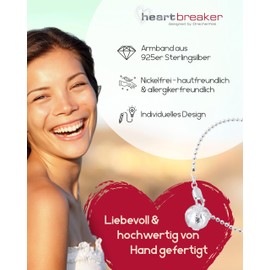 Heartbreaker Globe Globe Bracelet Made of Real Silver 925 Sterling Silver for Women Length Approx. 18 cm LD WB 81