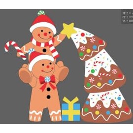 Koncifun 7.2 FT Christmas Inflatables Yard Decorations Outdoor Gingerbread Man and Christmas Tree Inflatables Decorations Built-in LED Lights, Christmas Blow Up for Outdoor, Yard, Roof, Lawn