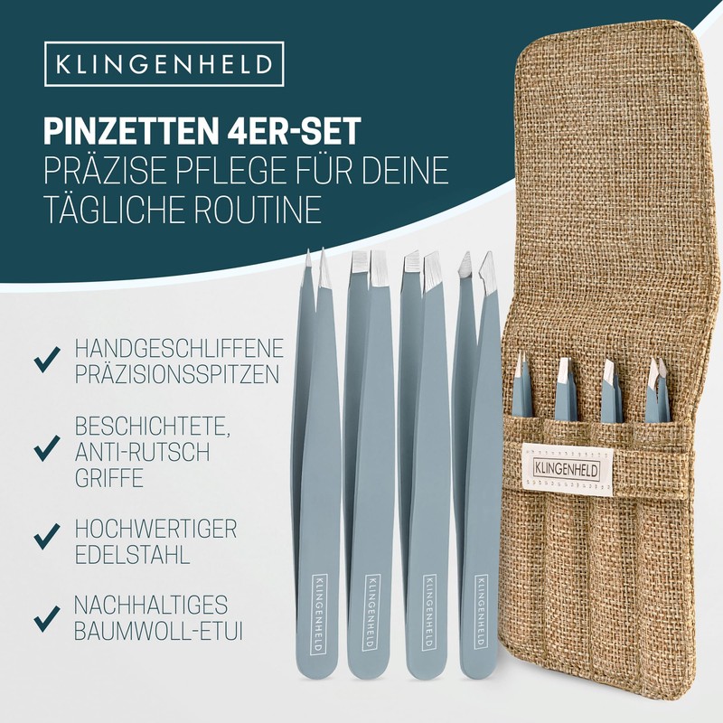 KLINGENHELD® Precise Tweezers Set with Hand-Cut Tips - Perfect for