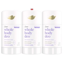 DOVE WHOLE BODY DEODORANT ANTI-FRICTION STICK COCONUT & VANILLA 2.6oz -Pack of 3