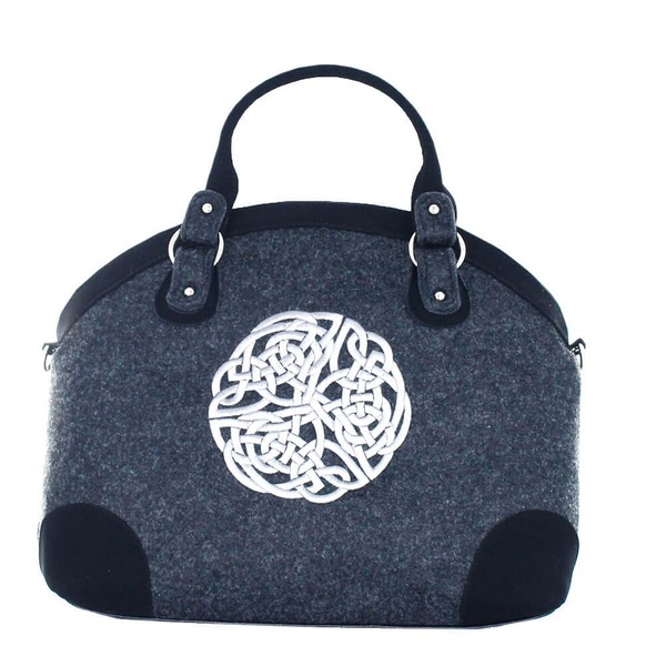 Irish Tote Handbag for Women Celtic Knot Wool & Leather