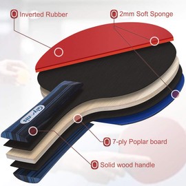 Glymnis Ping Pong Paddles Set of 4 Table Tennis Rackets with 8 Balls, Storage Case for Indoor Outdoor Table Tennis Paddle Game Accessories