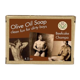 Beefcake Champa Handmade Olive Oil Soap for Men | Natural Handmade Soap | 4.5 ounce Bar | Vintage Retro Label Design | by Bella Des Natural Beauty