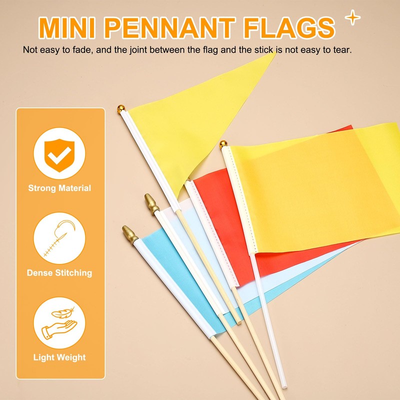 PATIKIL 8x3 Inch Mini Pennant Flags, 20Pcs Wooden Pole Small