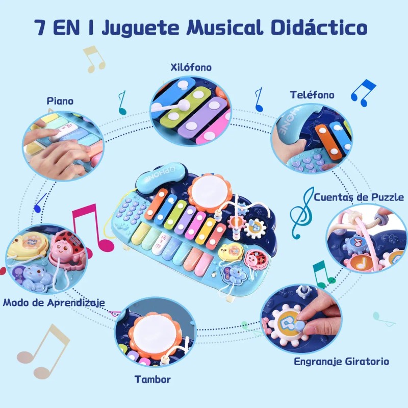 Juguete Piano Musical Electrónico Niños 14 Teclas 24+ Sonido