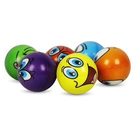 HC-Handel 6 x Anti-Stress Ball - Funny Faces on a Soft Ball - Assorted - 6 cm