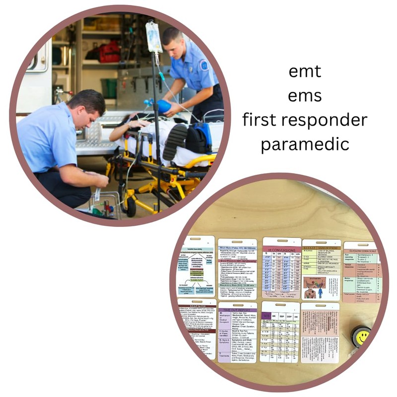 EMT Badge Card, EMS Reference, Paramedic Vertical Pocket Card -