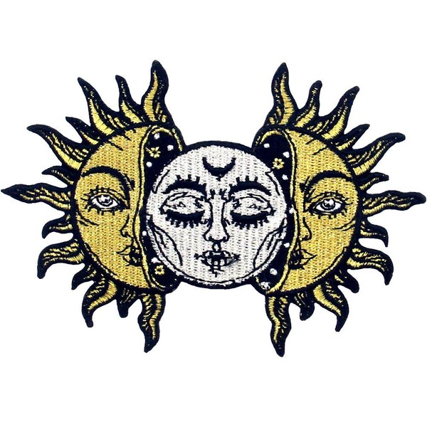 ZEGIN Sun and Moon Embroidered Iron on Sew on Patch
