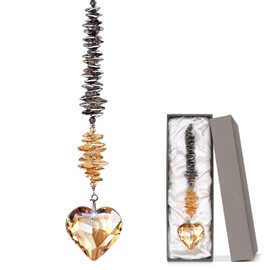 GOLDENHAITAI Champagne Glass Heart Crystal Ball Suncatcher, Prism Pendant for Windows, Chakra Indoor Outdoor Hanging Decoration, Rainbow Maker Gifts for Women, Mom and Children…