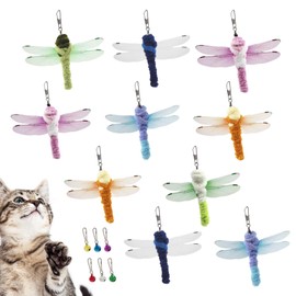 SONGWAY Cat Wand Toy Replacement - 10 PCS Dragonfly Cat Toy Refills, Teaser Wand Attachments, Chew Toys, Interactive Toys for Indoor Cats Kittens