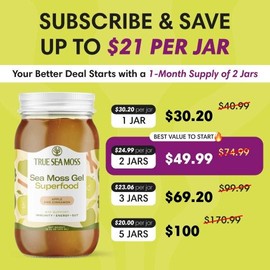 TrueSeaMoss Wildcrafted Irish Sea Moss Gel | Multiple Flavors – Rich in Minerals & Vitamins –   supports immune, improves digestion, boost energy, skin & hair health - Made in USA:_Apple-cinnamon_1 Pack