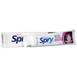 Spry Xylitol Toothpaste for Kids 5oz. Fluoride Free Toothpaste, Teeth Whitening Kids Toothpaste with Xylitol, Natural Breath Freshening, Mouth Moisturizing Ingredients, Bubble Gum (Pack of 1)