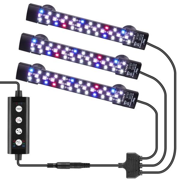 hygger Three Channel Submersible Aquarium Light,18W Fish Tank LED Light
