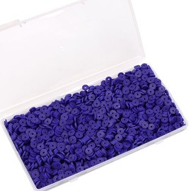 Auvoau 2000Pcs White Clay Beads Polymer Clay Spacer Beads Flat Beads 6mm Round Heishi Vinyl Beads for DIY Craft Gift Adults Bracelets Necklace Jewelry Making Earring Accessories Royal Blue