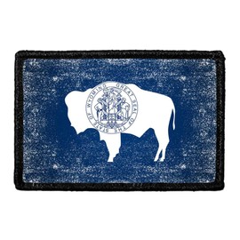 Wyoming State Flag - Color - Distressed - Modified | Hook and Loop Attach for Hats, Jeans, Vest, Coat | 2x3 in | by Pull Patch