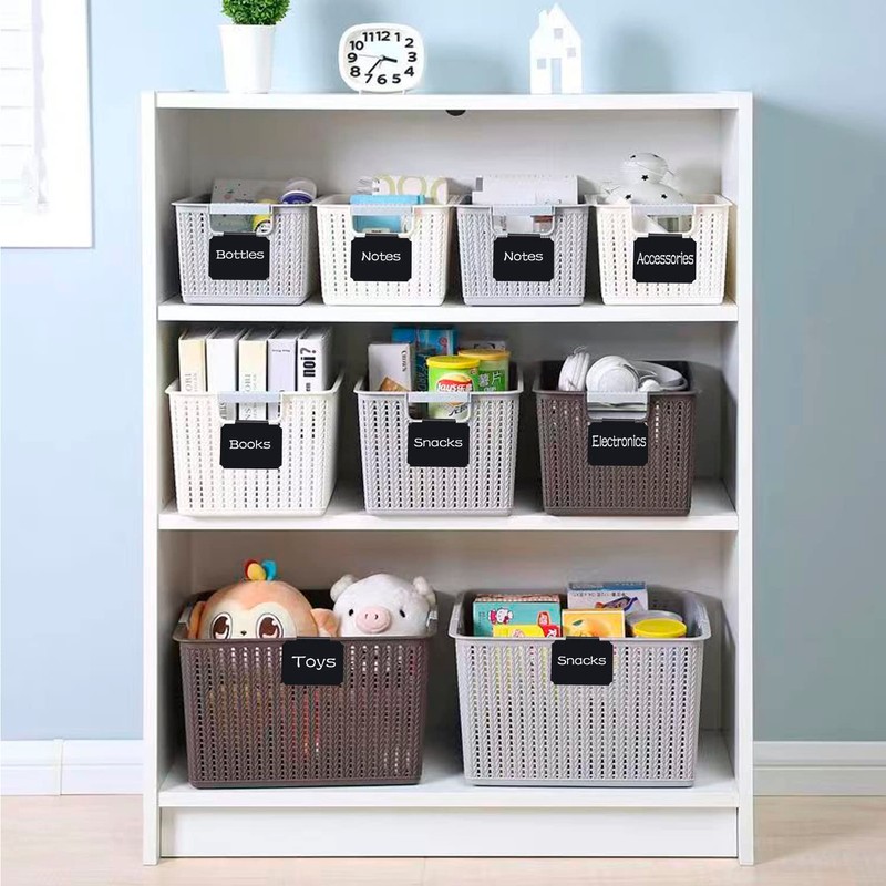 Basket Labels Clip Set - 12 Removable PVC Bin Label
