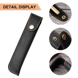 MiOYOOW Leather Pencil Case Ballpoint Pen Case Portable Pencil Case Retro Pen Holder with Press Stud Leather Pen Case for School Home Work Office, Bluish