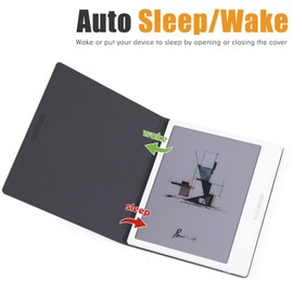 LaoShuSheng Magnetic Case for 7" Onyx Boox Tablet Go 7/Go 7 Color Series (1/2th Gen,2024/2025) /Boox Page - Ultra-Thin Lightweight Leather Book Folio Cover with Auto Sleep/Wake (Brown)