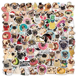 Pug Stickers for Laptop (100 Pieces), Gift for Children, Teens, Adults, Boys, Waterproof Pug Stickers for Water Bottles, Dog Animal Vinyl Stickers for Scrapbooking, Skateboard, Car