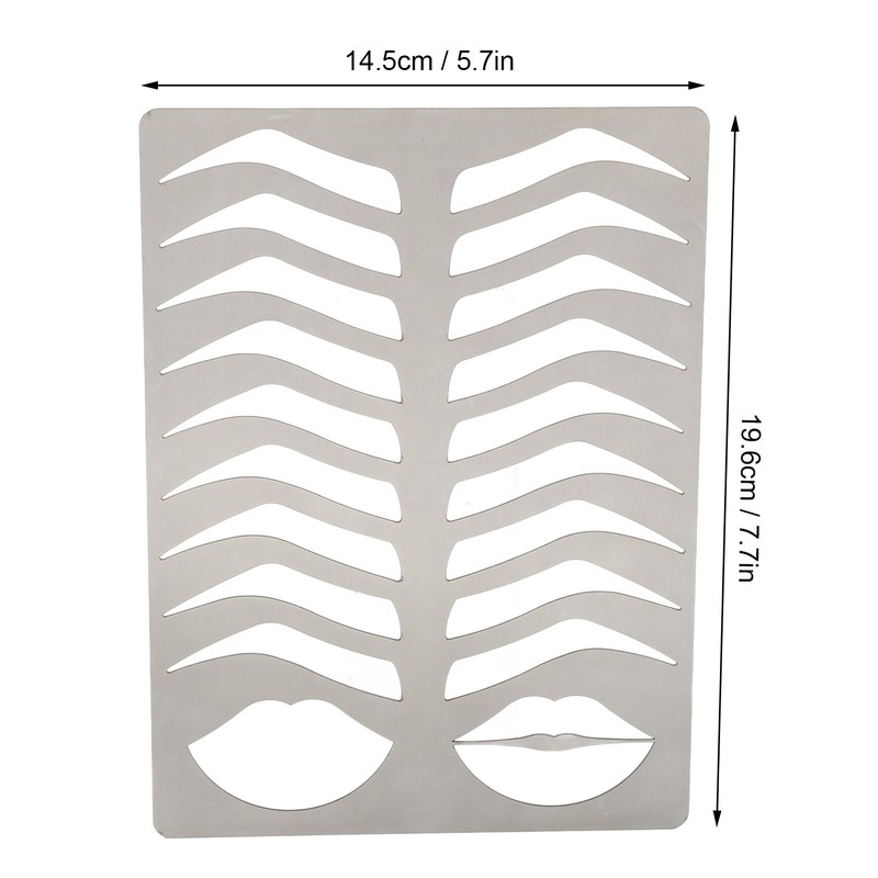 Sonew Eyebrow Lip Stencil, Brushed Silver, Thickened, Stainless Steel, Reusable