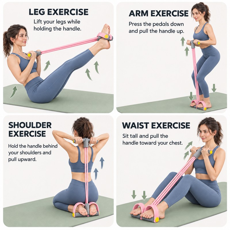 4-Tube Resistance Band for Full-Body Exercise – Pedal Pull Rope