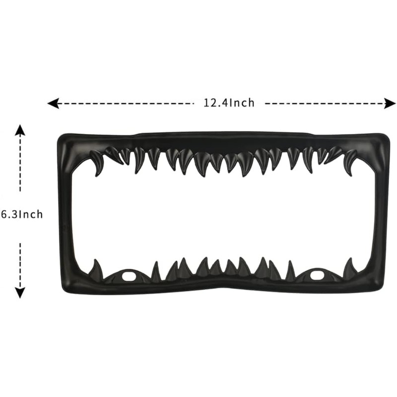 Black Shark Tooth License Plate Frame for Men, Horror Halloween
