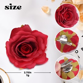 Aodse 4 PCS Fabric Rose Hair Clip Brooches Mexican Red Brooch Headpieces Bride Women Girl Dress Elegant Rose Hair Accessories for wedding and Party