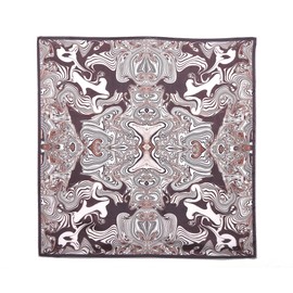 Neptune Marbling Women's Silk Square Scarf – Hand-Designed Monochrome Marbled Print, Black, White & Brown