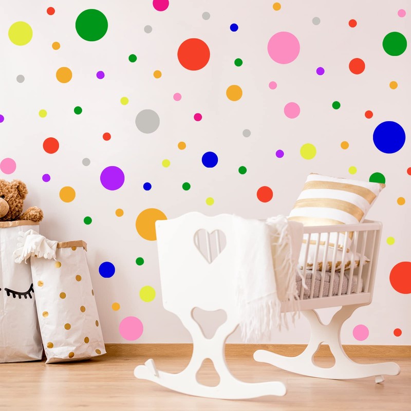 148 Pieces Rainbow Polka Dot Wall Decals Set Peel and