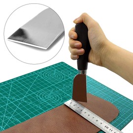 Leathercraft Knife - Leather Skiving Knife, Leather Cutting Knife Leather Working Knife Tools with Wooden Handle Easy Trimming & Edge Skiving Leathercraft Craft Tool for DIY (Black)