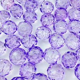 Honkoolly 200pcs Crystal Glass Beads 6mm Faceted Rondelle Glass Spacer Beads with Hole for Bracelets Necklace Earring DIY Jewelry Making Craft(Crystal Purple)
