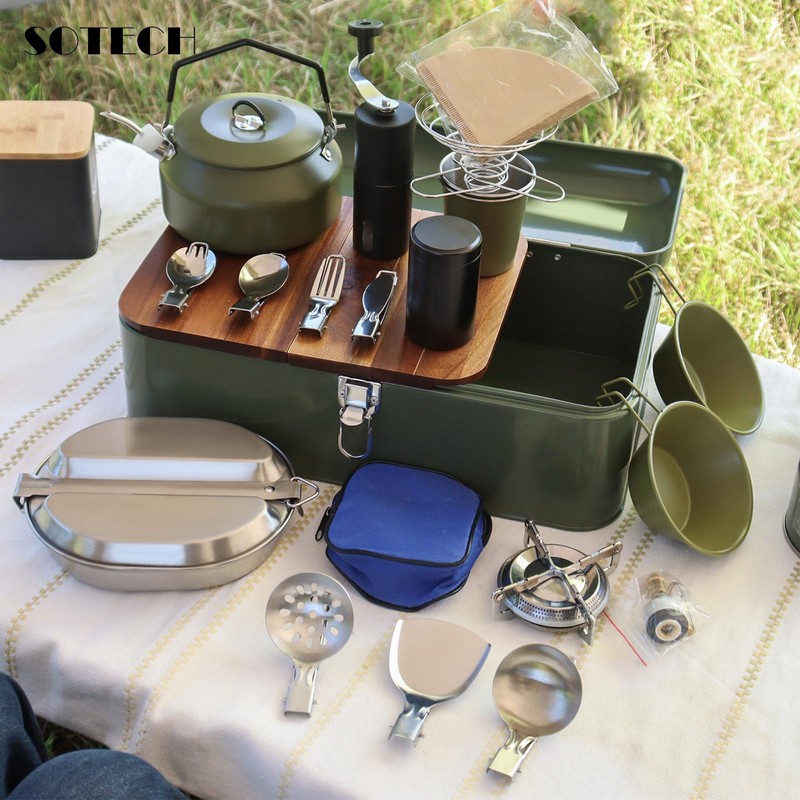 Outdoor Camping Pour Over Coffee Maker Set with Cookware Set