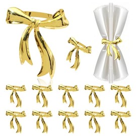 Juego de 12 servilleteros modernos minimalistas dorados para servilletas de metal pulido, elegante decoración de mesa para bodas, cenas, fiestas, fiestas y día festivo