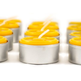 Naturra 20 100% Beeswax Tea Lights Hand-Cast - Beeswax Directly from Beekeepers