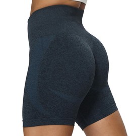 Aoxjox - Pantalones cortos de entrenamiento para mujer con control de abdomen y cintura alta, para correr, yoga, 5 pulgadas, A Navy Marl, Small