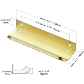 Ndjiloik Pack of 10 Hidden Door Handles, Cabinet Handles, Furniture Handles, Aluminium Alloy for Wardrobe, Door, Drawers, Gold, Total Length 120 mm