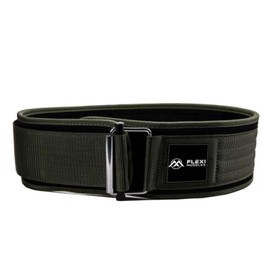 FLEXI MUSCLES - Quick Lock Weightlifting Belt - Adjustable Back Support with Metal Buckle - Ideal for Powerlifting, Cross Training, and Olympic Lifting - Durable Lifting Belt for Men & Women (Green, XL)
