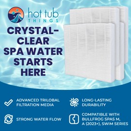 Hot Tub Flat Filters Replacement for Bullfrog Spas® 10-00814 (4 Pack) - Optimal Filtration, Cleaning Efficiency, Strong Water Flow and Reduce Pump Strain - Plastic-Free Spa Pool Filter