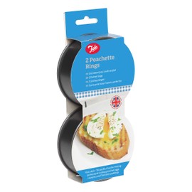 Tala Non-stick Poachette Egg Rings, Ideal for Poaching and Frying Eggs and can be used for Crumpets & Yorkshire Puddings, Set of 2, Made in Britain., Silver