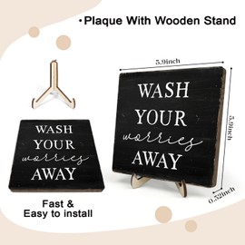 Bathroom Decor, Western Bathroom Decor Wood Plaque Sign, Take A Bath You Dirty Cowboy Art Sign, Farmhouse Decor for Shelf Bathroom Toilet Home Decor 5.9x5.9 Inch (Black2, 5.9x5.9inches)