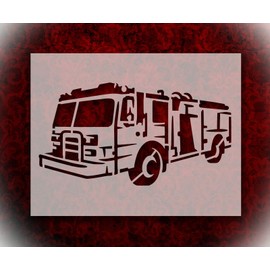 Stencil Fire Engine Truck Vehicle 8.5" x 11" Reusable Sturdy Flexible Clear Plastic Stencils Arts and Crafts Material Scrapbooking for Airbrush Painting Drawing