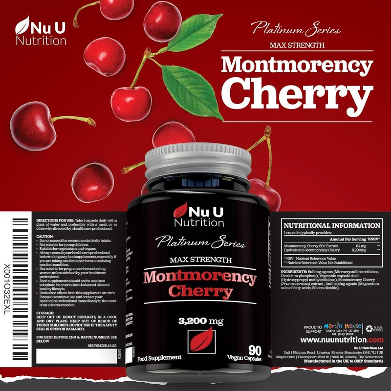 Montmorency Cherry Capsules 3200mg – High-Strength Tart Cherry Extract –